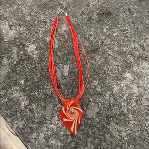 Elegant Red Swirl Pendant Necklace